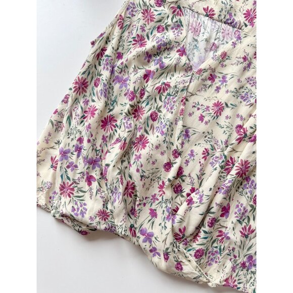 VELVET GRAHAM & SPENCER Yellow Floral Challis Draped Surplice Blouse, Size S - Picture 7 of 10